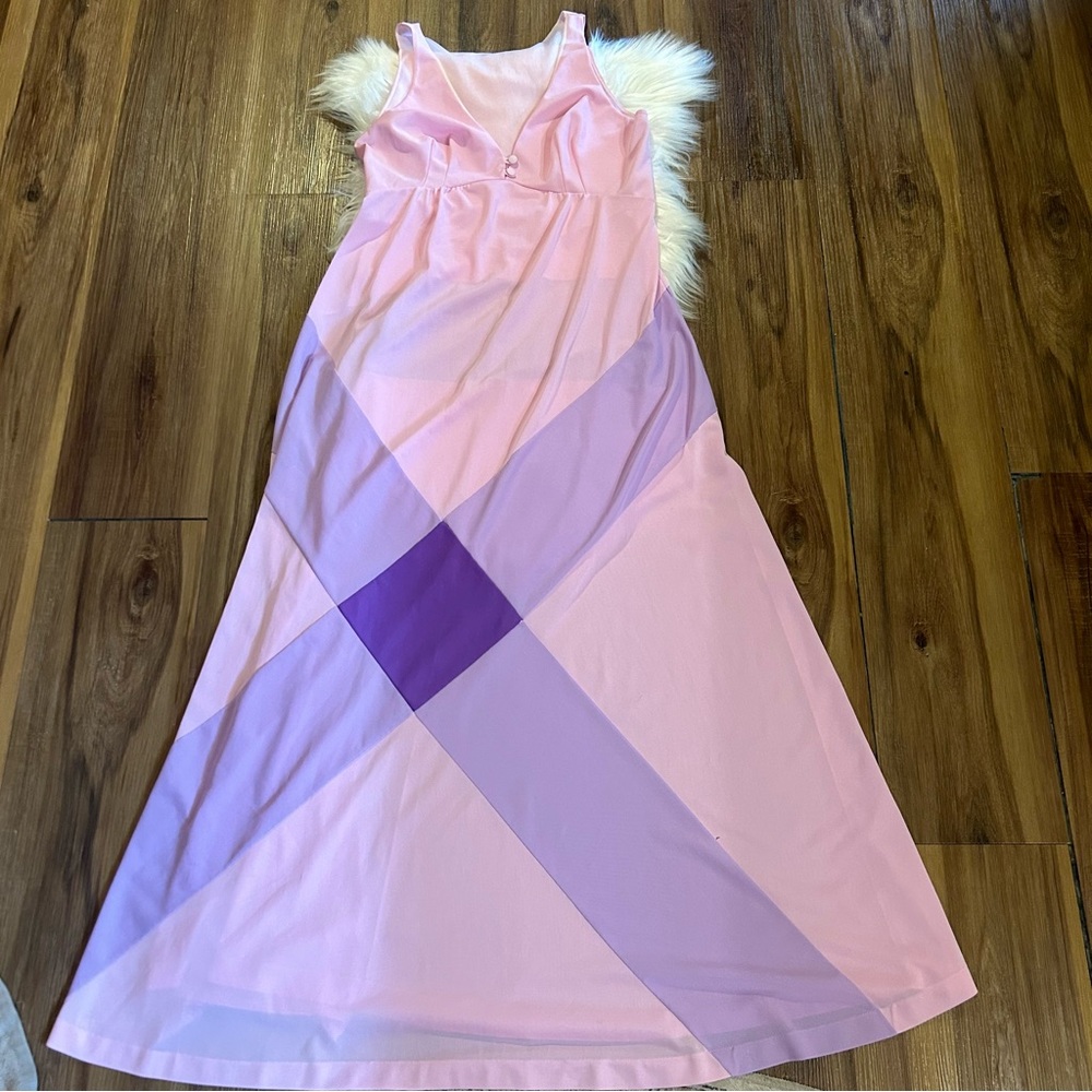Vintage Pink & Purple Maxi Slip Dress Size Medium nightgown